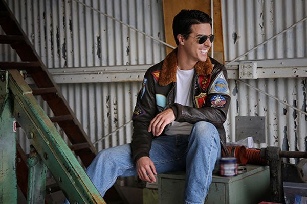 thumbnail image 2 of Women's 'TOP GUN' Napa Leather Bomber Jacket – Tan Brown Pilot Aviator Style 2 of 4