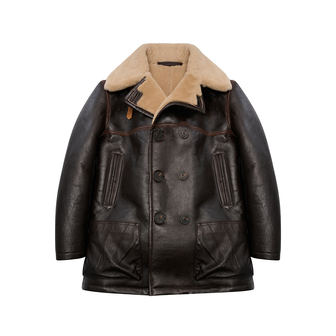 Men's Naval-Style Shearling Peacoat | Men's Luxury Peacoat