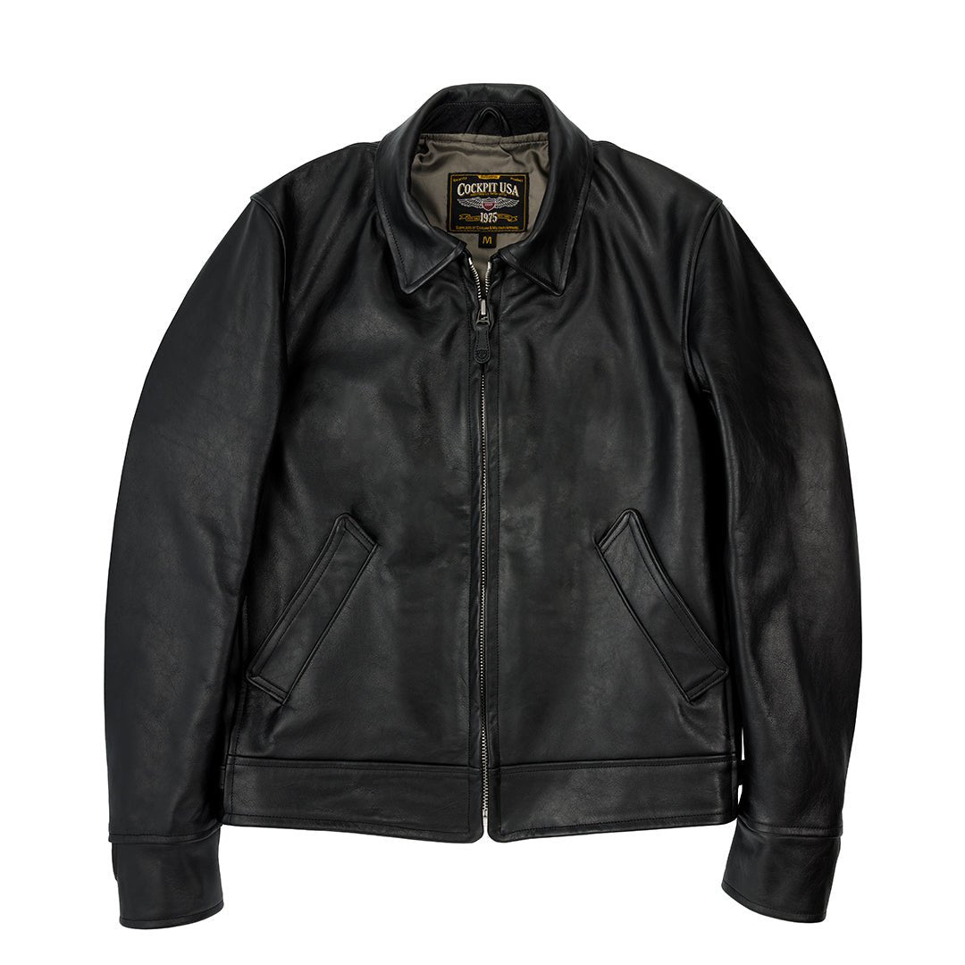 Horsehide Motorcycle Jacket - Black | Vintage-Style Moto Jacket