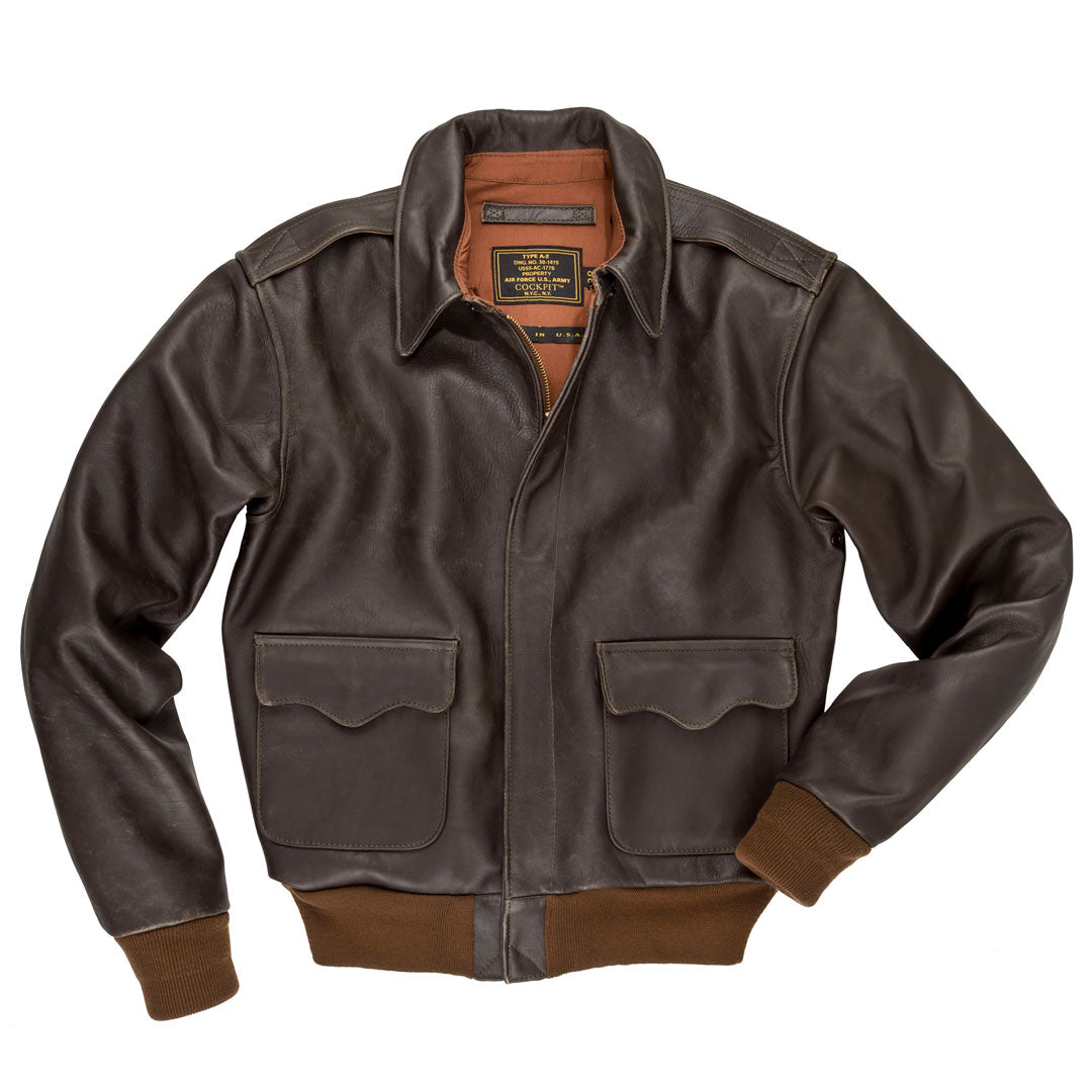 A2 Horsehide Leather Jacket Brown Leather Bomber Jacket