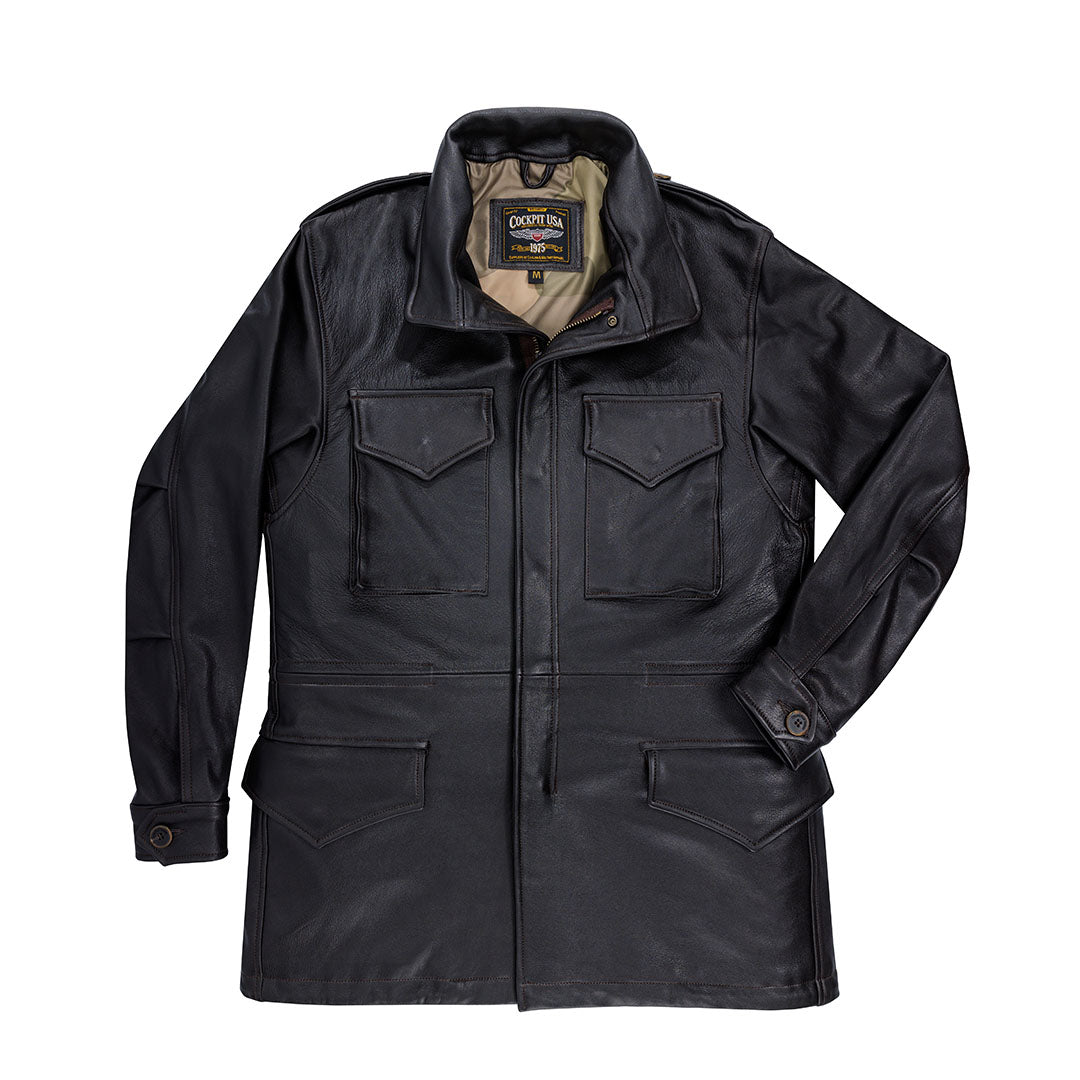 M65 Leather Field Jacket Brown Proudly Made in USA