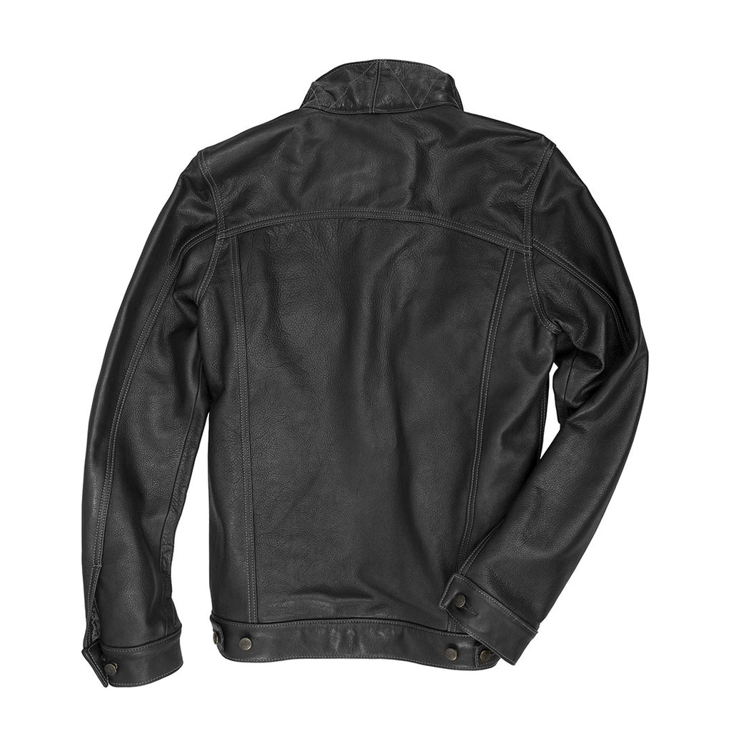 Calfskin Leather Jean Jacket-Black