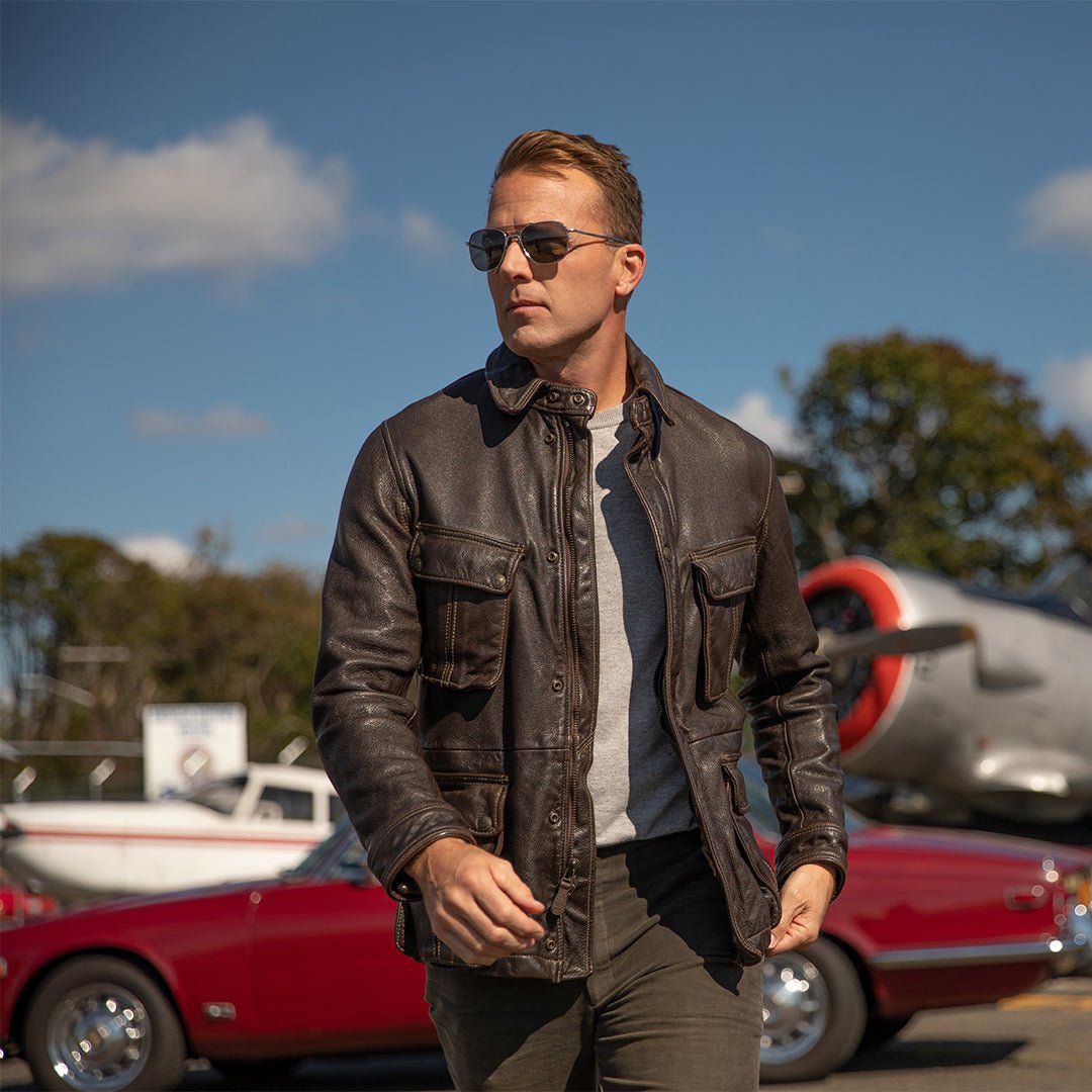 Dispatch Vintage Motorcycle Jacket for Sale (Brown Goatskin)
