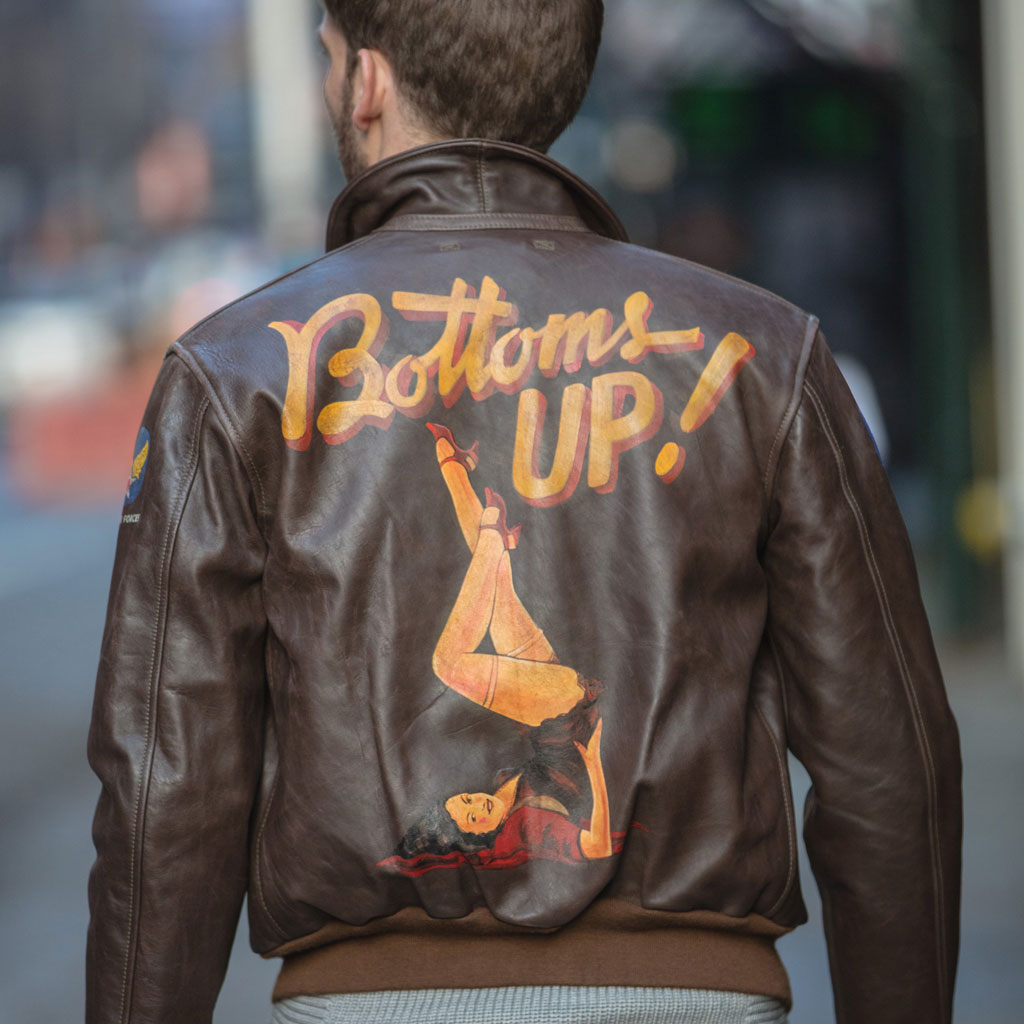40th Anniversary Bottoms Up A-2 Pinup Jacket on model back