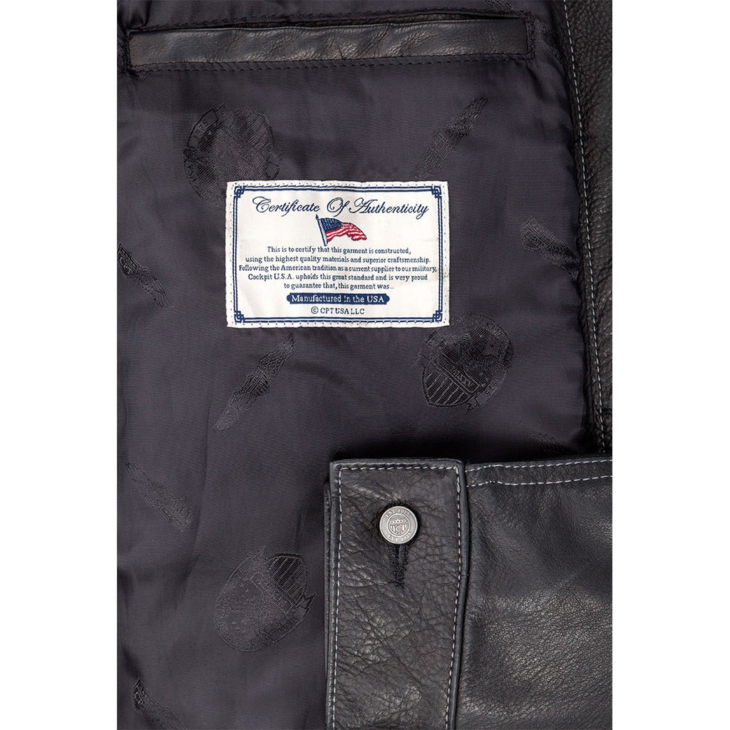 Calfskin Leather Jean Jacket-Black