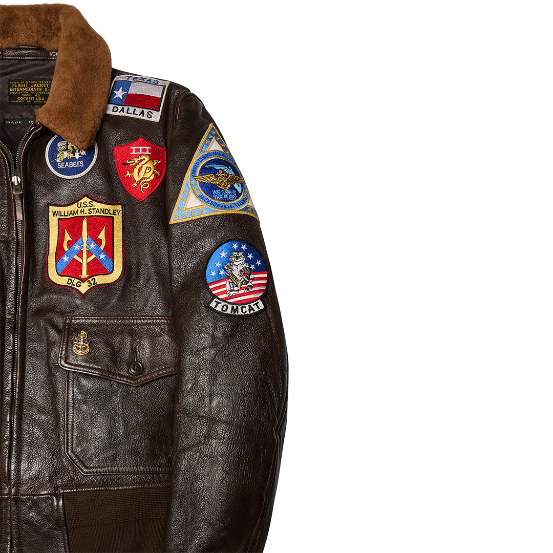 Top Gun Jacket with Patches | Fur Collar Bomber Jacket