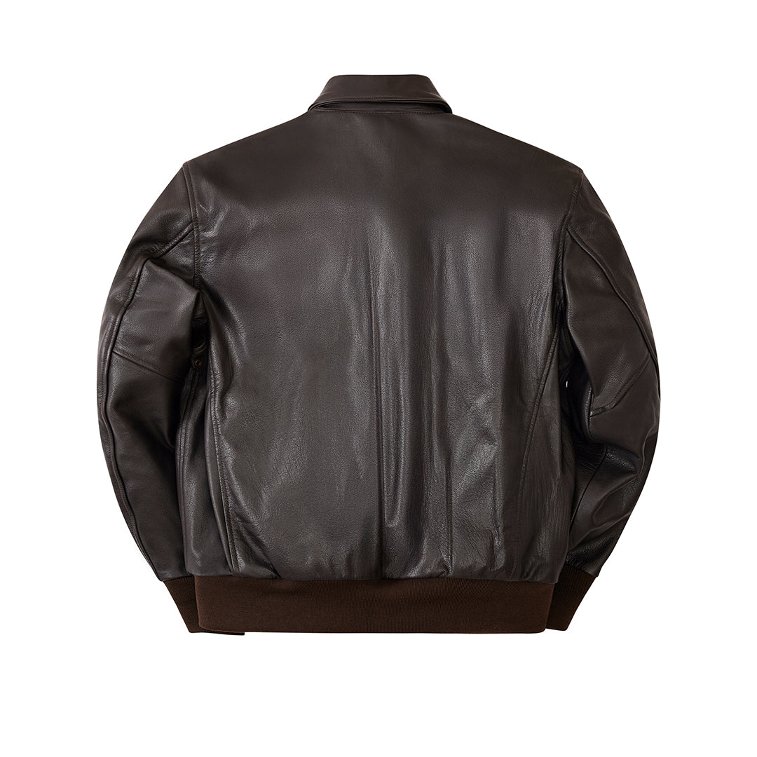 Authentic ☆本革☆短丈“bomber military jacket AstitchIn New Men's Fashion Air Force A-2 Flight Bomber