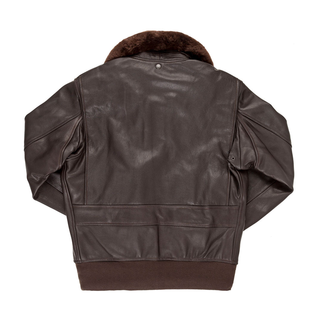 Brown Leather G-1 Flight Jacket with Removable Collar (Long) – Cockpit USA