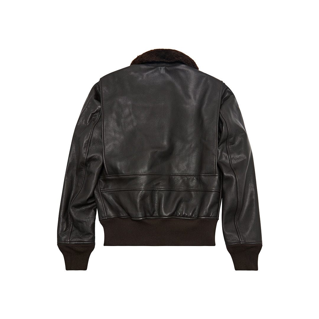 US Navy G-1 Jacket | Dark Brown Leather Bomber with Fur Collar