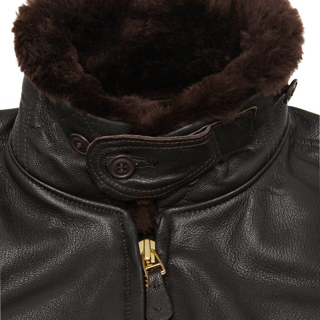 US Navy G-1 Jacket | Dark Brown Leather Bomber with Fur Collar