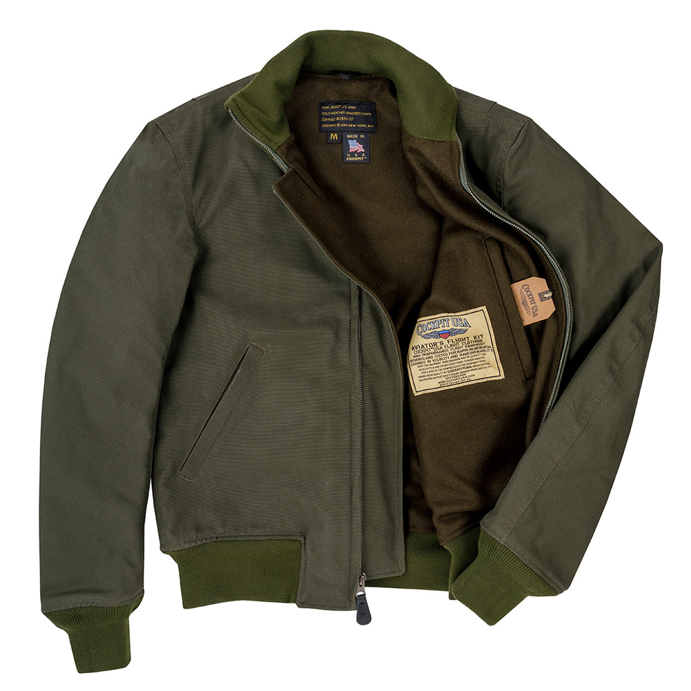 Wool Lined WWII American Tanker Jacket in Olive Z21821N