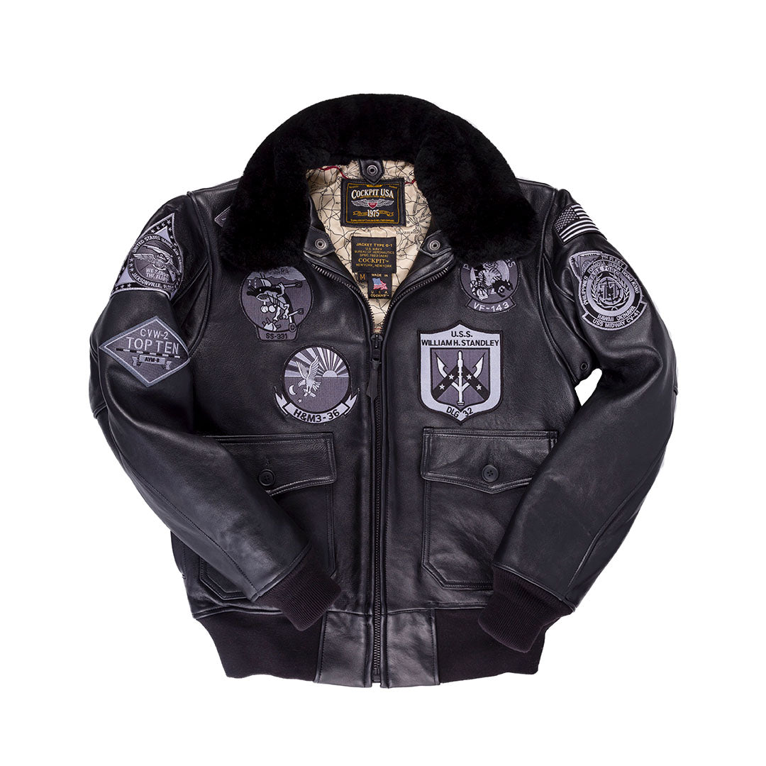 Workwear Rub-Off Leather Bomber : Unisex Coats & Jackets Black
