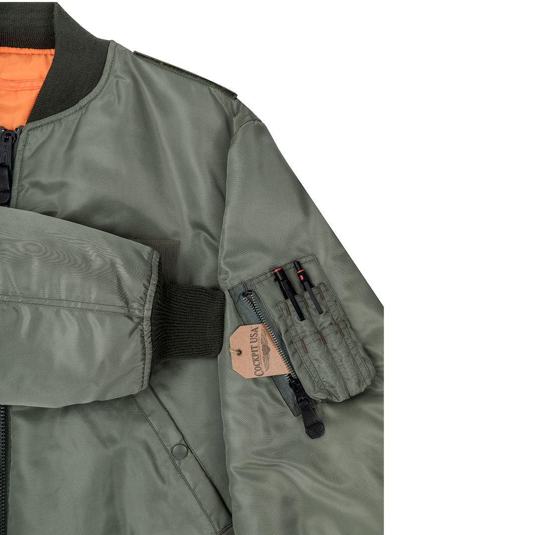 MA-1 Nylon Flight Jacket | Sage Green Bomber Jacket | Cockpit USA