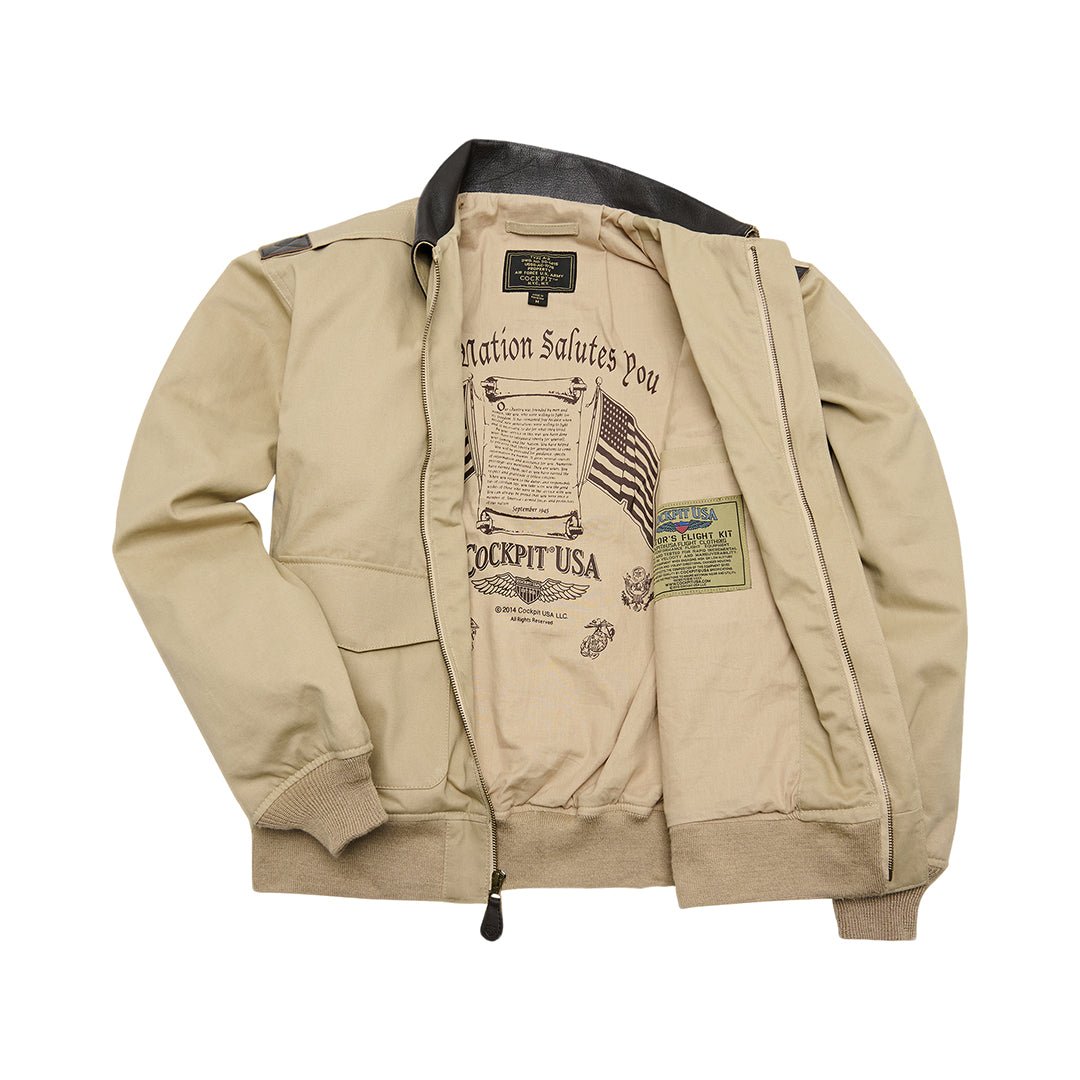 Cotton A-2 Flight Jacket | Lightweight Cotton Jacket - Khaki
