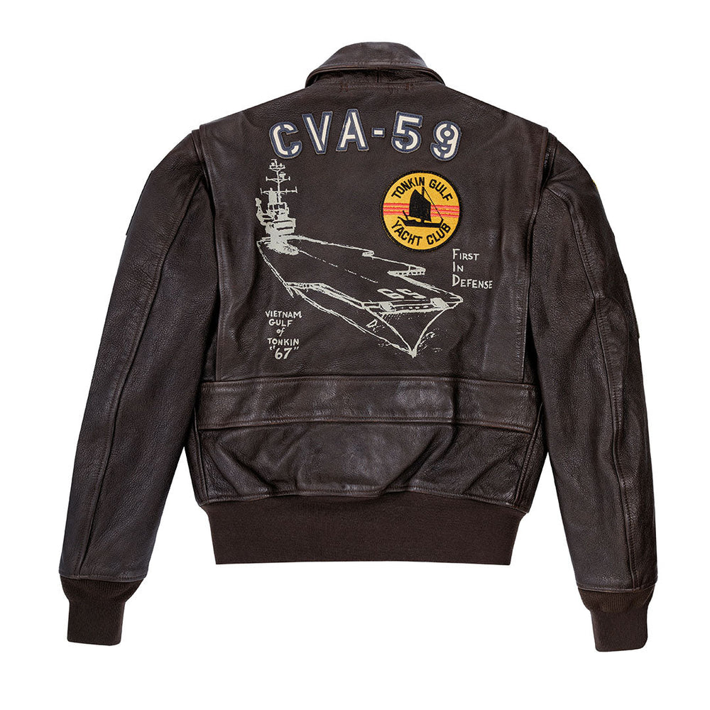 Hand-Painted USS Forrestal Carrier Pilot's Vietnam Flight Jacket Z21E002IHP - Cockpit USA Men
