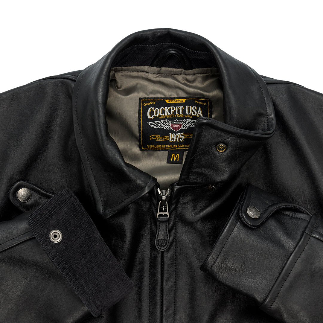 Horsehide Motorcycle Jacket - Black | Vintage-Style Moto Jacket