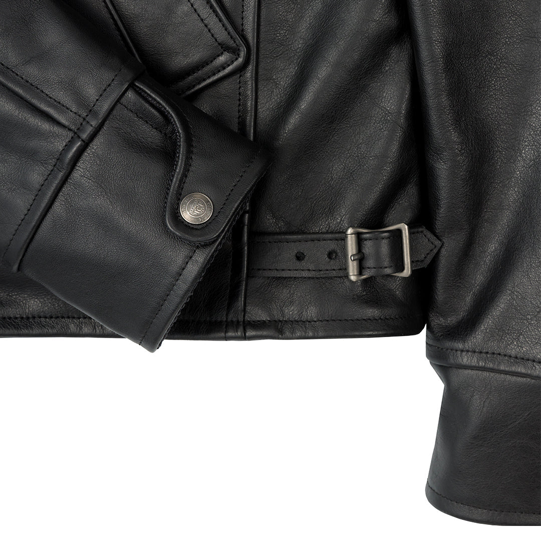 Horsehide Motorcycle Jacket - Black | Vintage-Style Moto Jacket