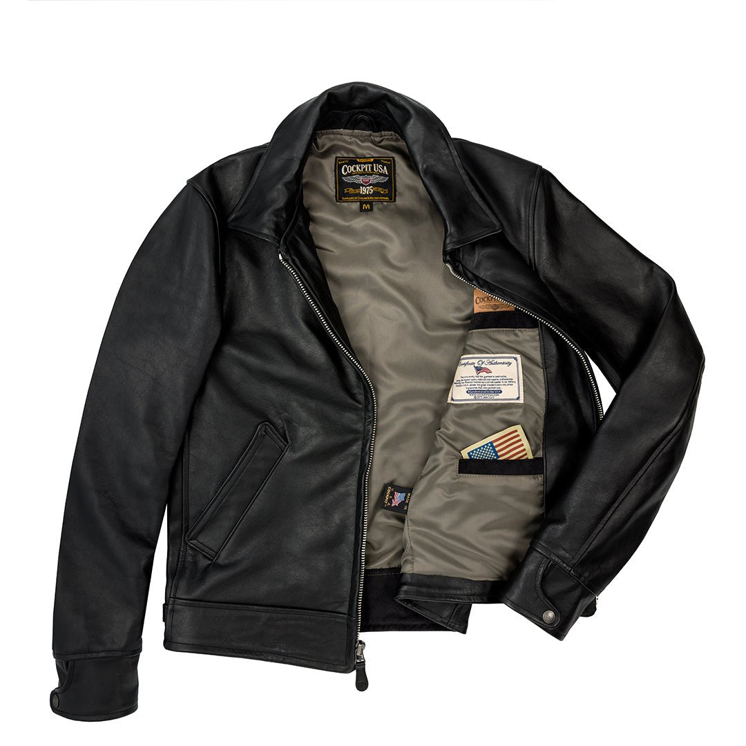 Horsehide Motorcycle Jacket - Black | Vintage-Style Moto Jacket