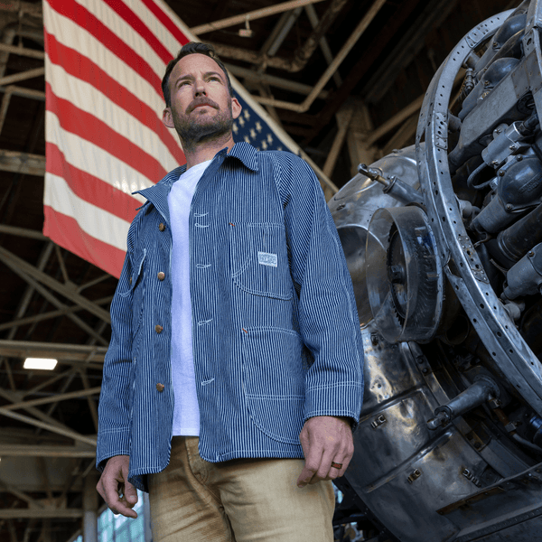 Railroad Pinstripe Denim Jacket (Button Up) | Cockpit USA