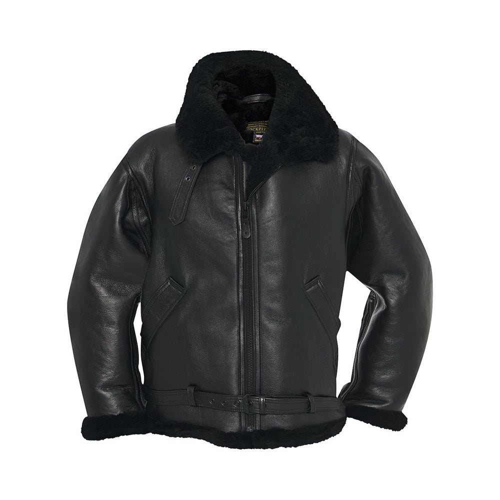 R.A.F Sheepskin Bomber Jacket in Black Z2109B - Cockpit USA Men