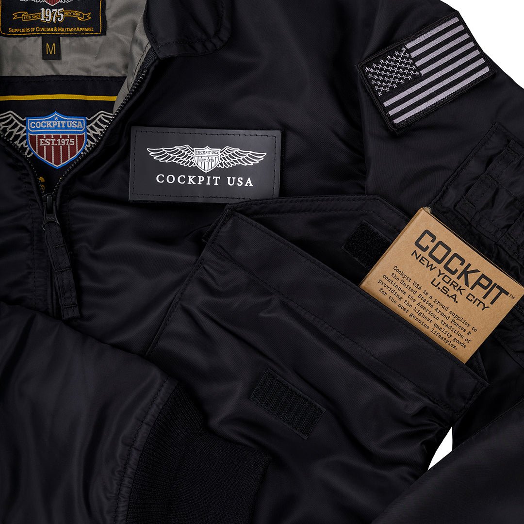 Stealth CWU Bomber Jacket | Black Nylon Flight Jacket