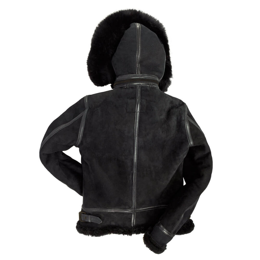Women's Hooded B-3 Bomber Jacket in Black W72N300B - Cockpit USA Women