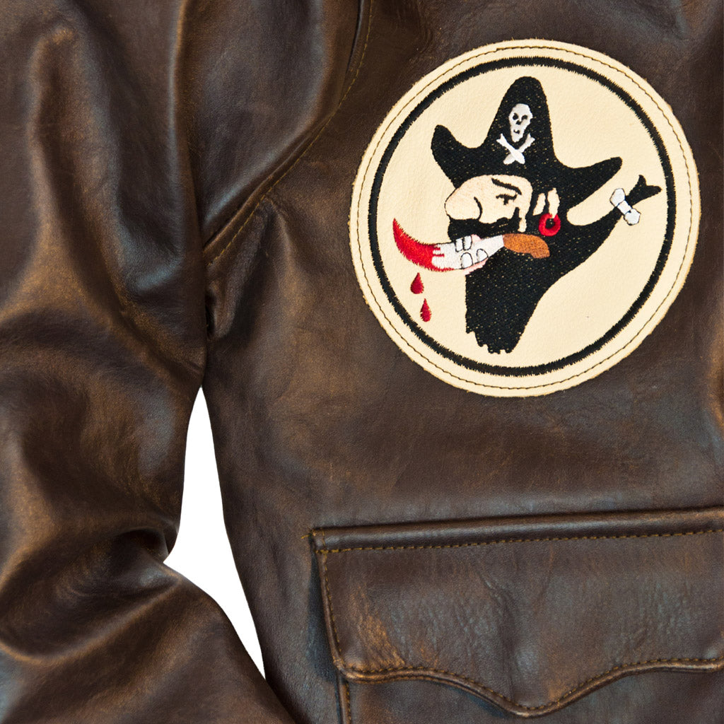 40th Anniversary Bottoms Up A-2 Pinup Jacket patch detail