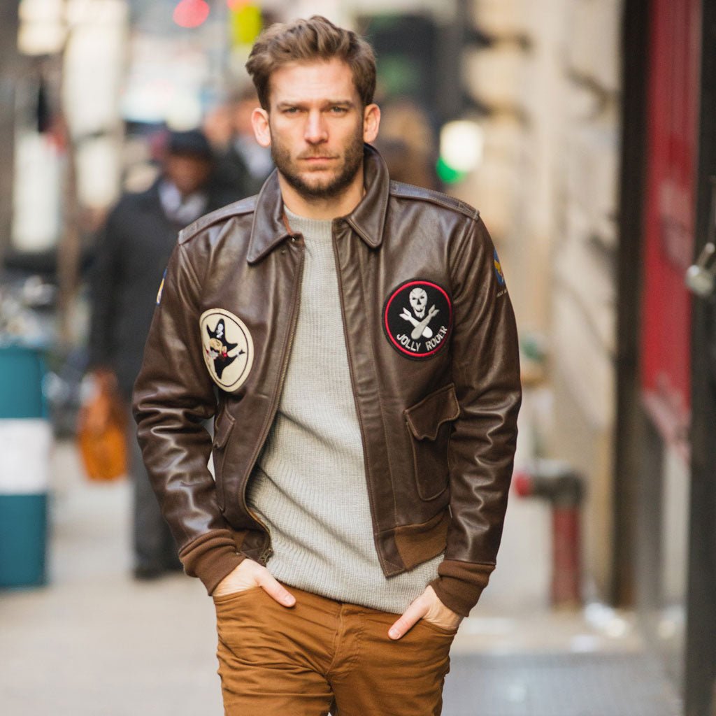 Brown, Military-Style Pinup Jacket: 