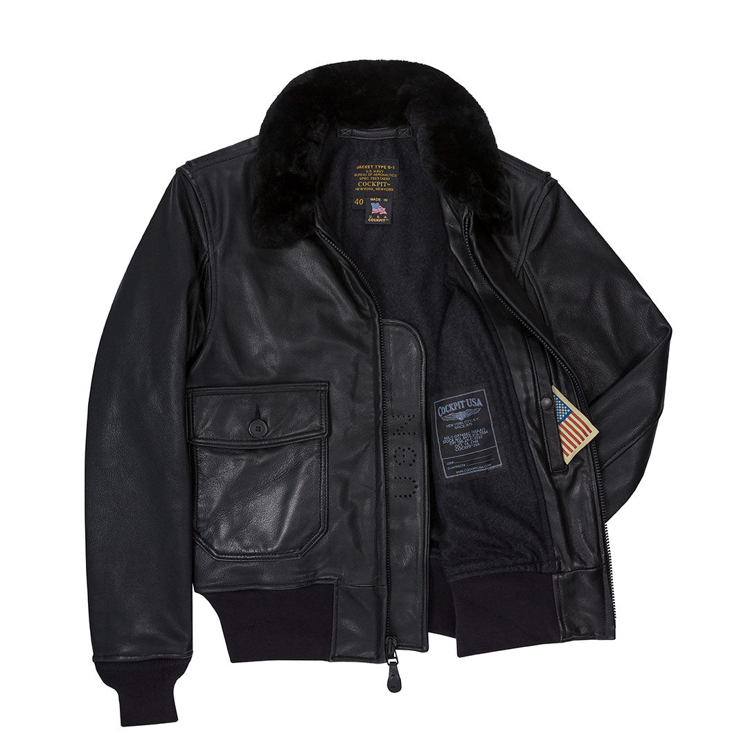 Black Leather G-1 Military Spec Jacket Z21E013