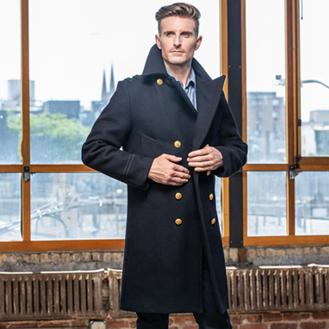 overcoat melton notch coat size1 navy