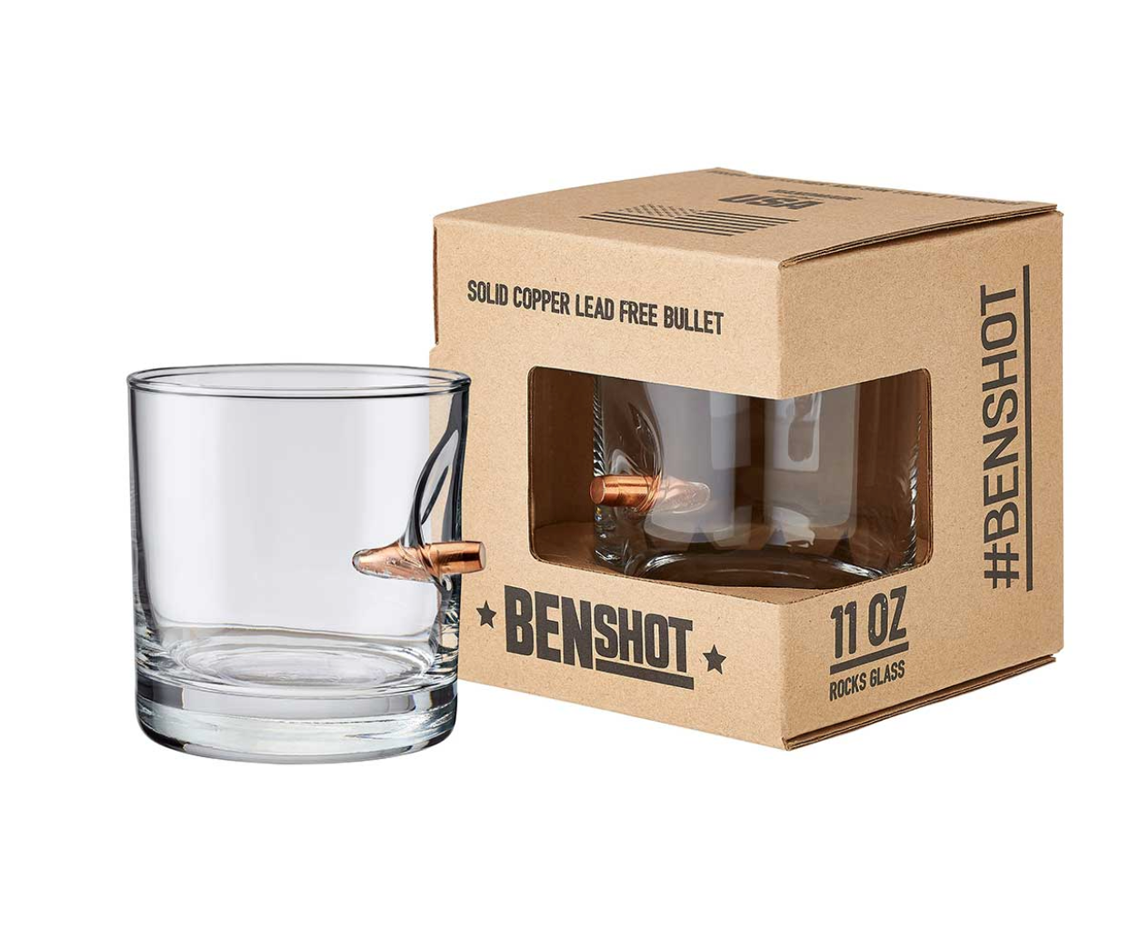 BenShot Beer Mug with Real .50 Caliber Bullet - Made in The USA