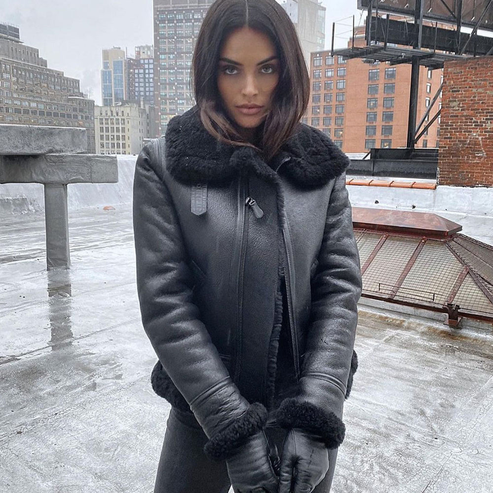 Women's B-3 Bomber Jacket in Black W72N100