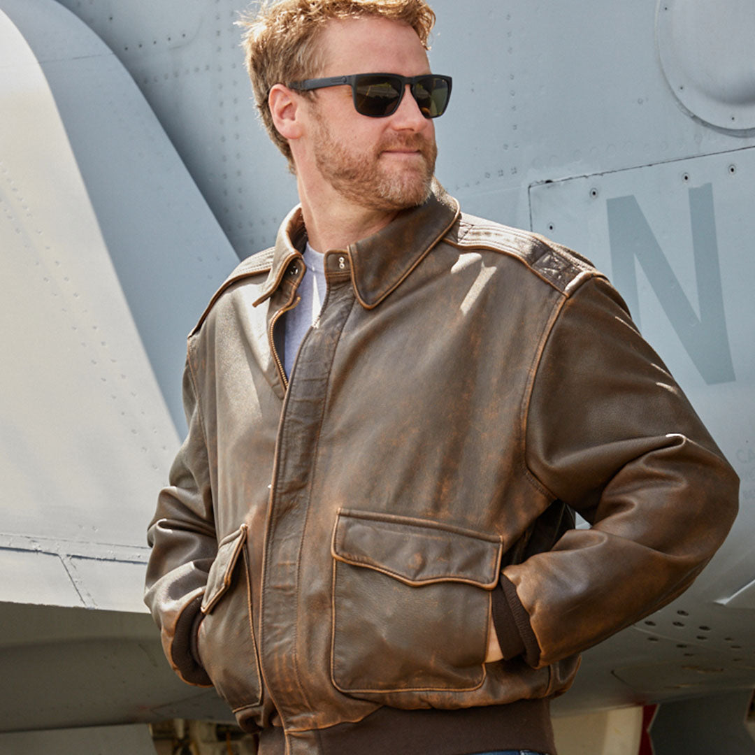 Leather Mustang Bomber Jacket USA Cockpit | A-2