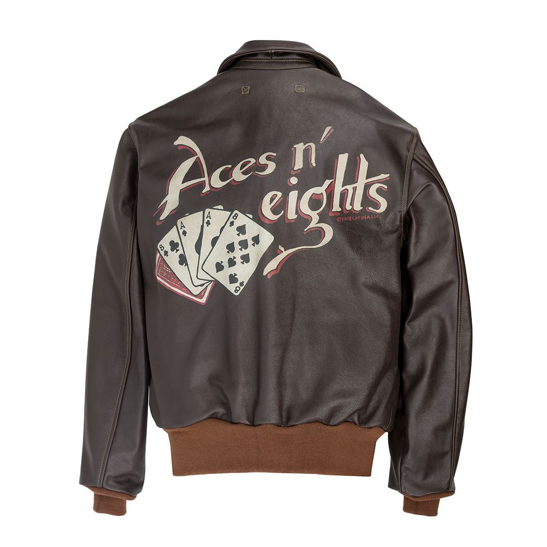 Aces and Eights' Heavy-Duty Brown Leather Flying Jacket