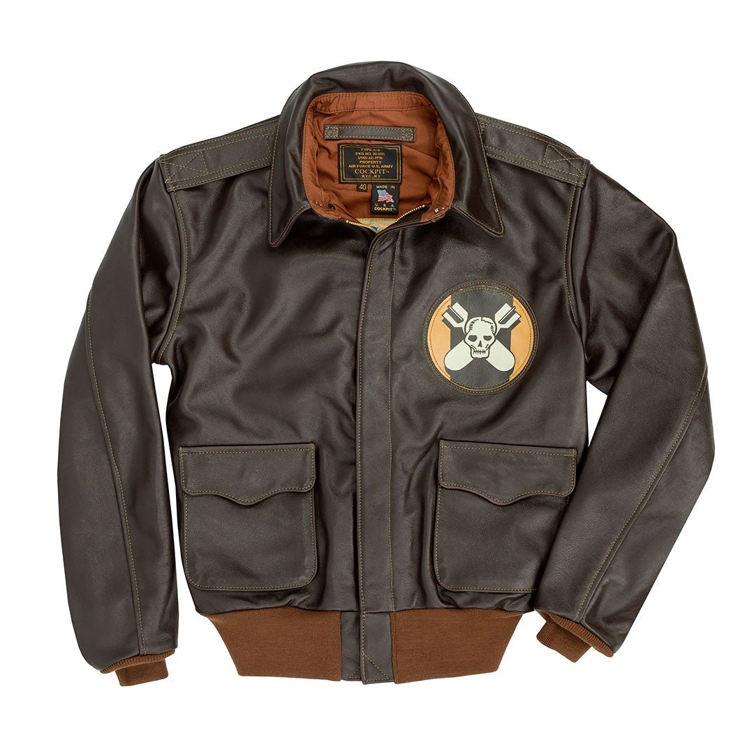 Aces and Eights' Heavy-Duty Brown Leather Flying Jacket