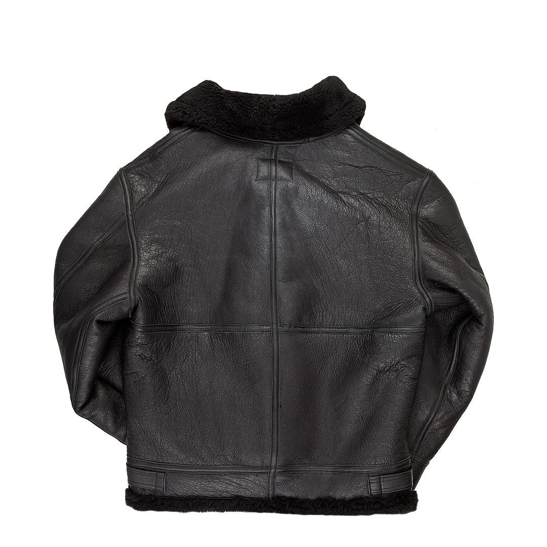 Black Hooded Leather B3 Bomber Jacket | Cockpit USA
