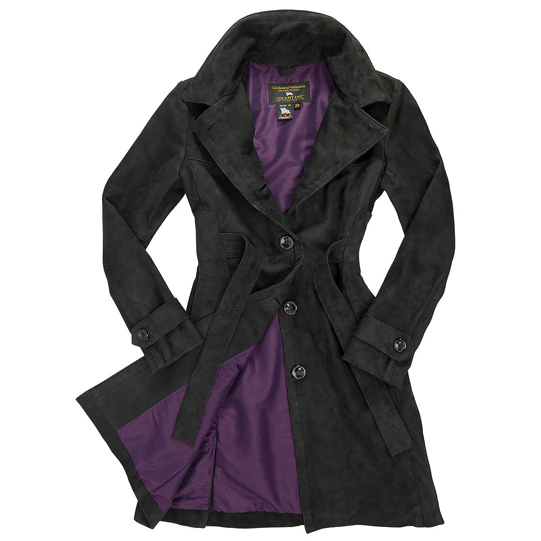 Women's Leather Trench Coat | Ladies Black Trench Coat