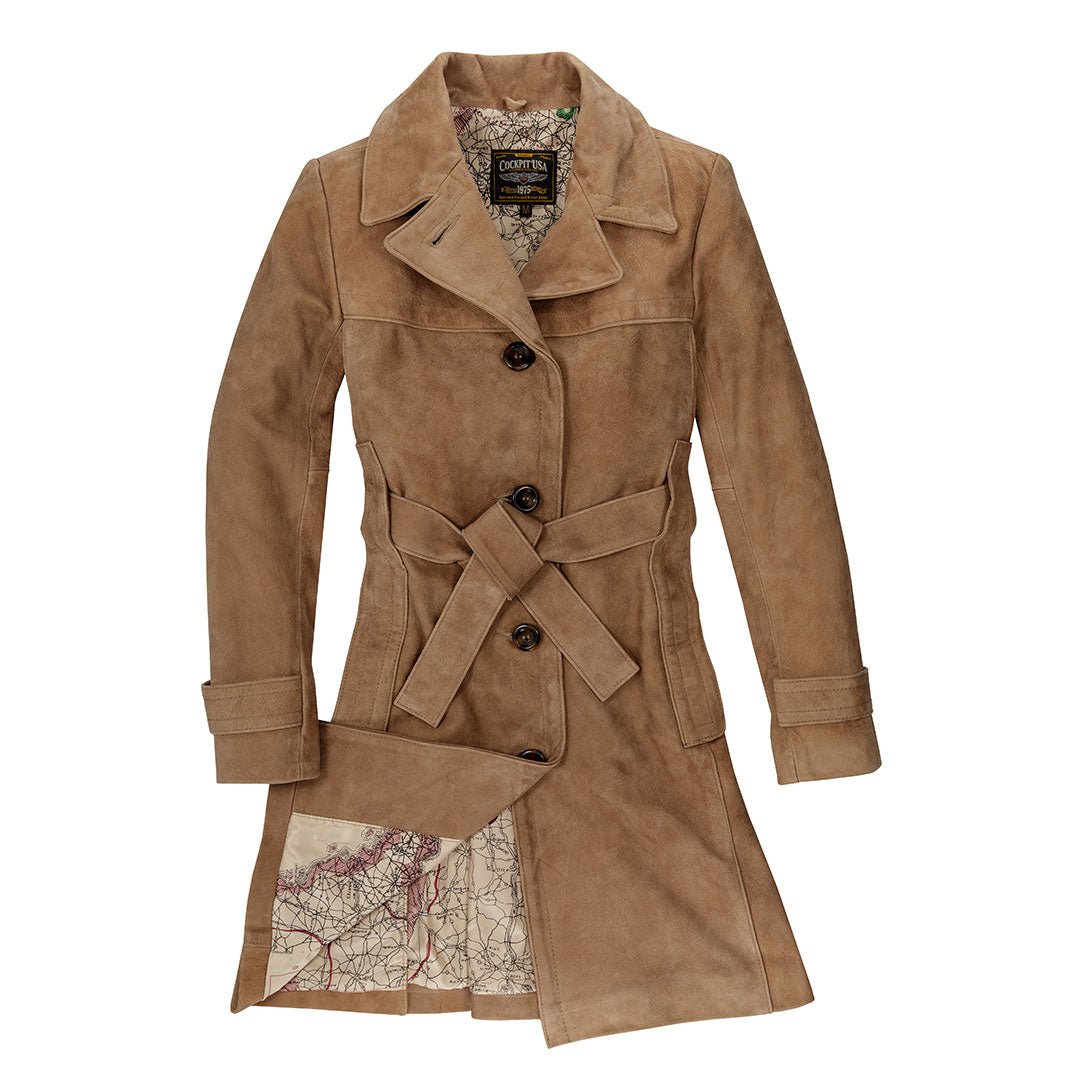 Women's Brown/Tan Lambskin Leather Trench Coat