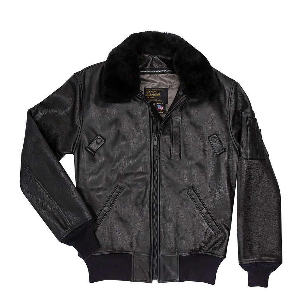 B-15 Leather Flight Jacket Z27H02 in Black - Cockpit USA Men