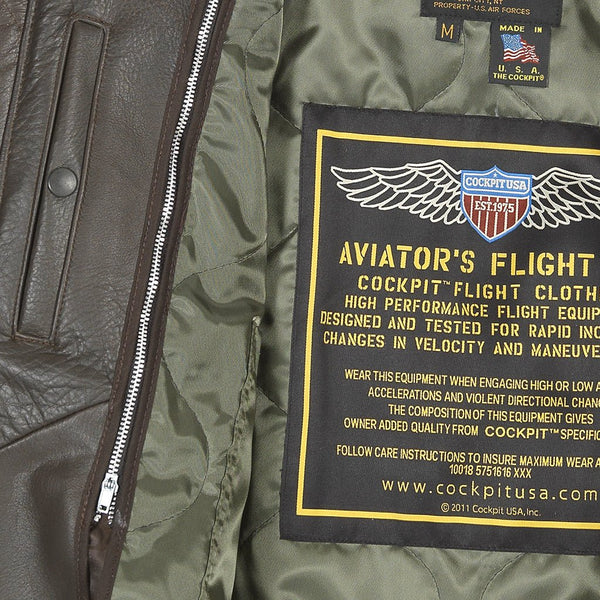 B-15 Leather Flight Jacket Z27H02 in Brown - Cockpit USA Men