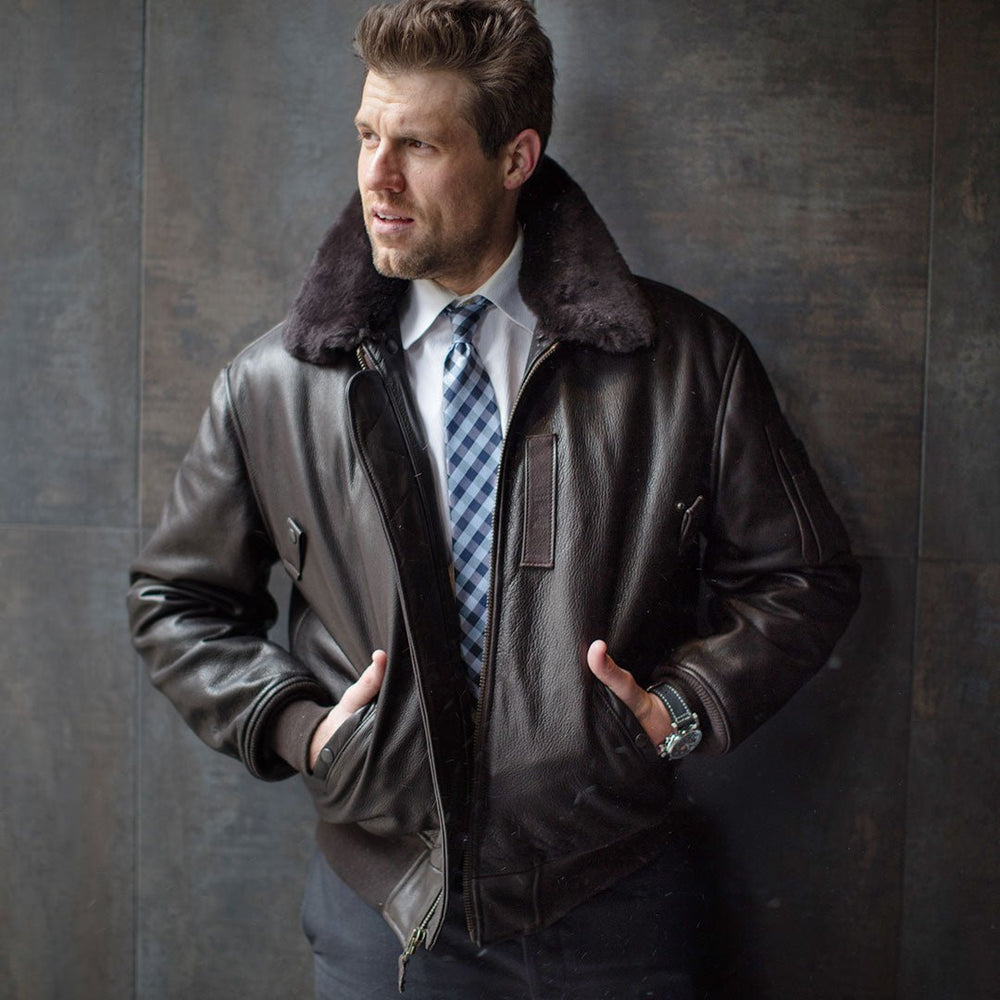 B-15 Leather Flight Jacket Z27H02 in Brown - Cockpit USA Men