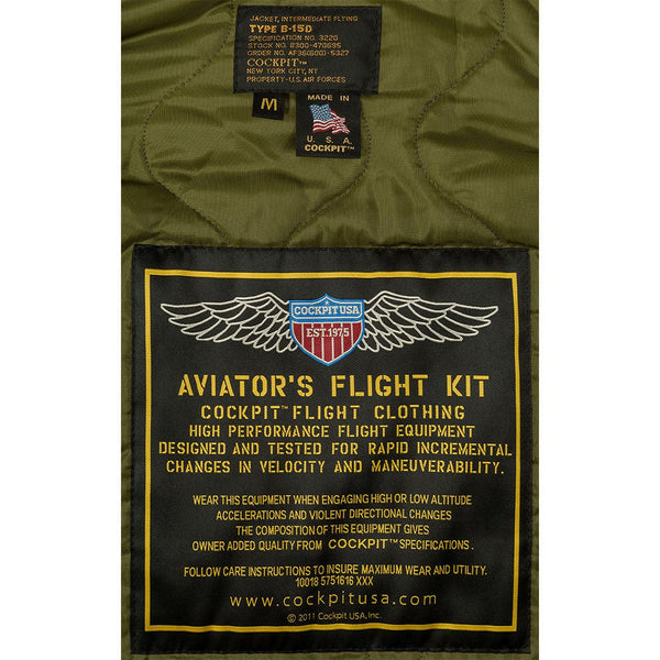 B-15 Nylon Bomber Jacket Z2213 - Cockpit USA Men