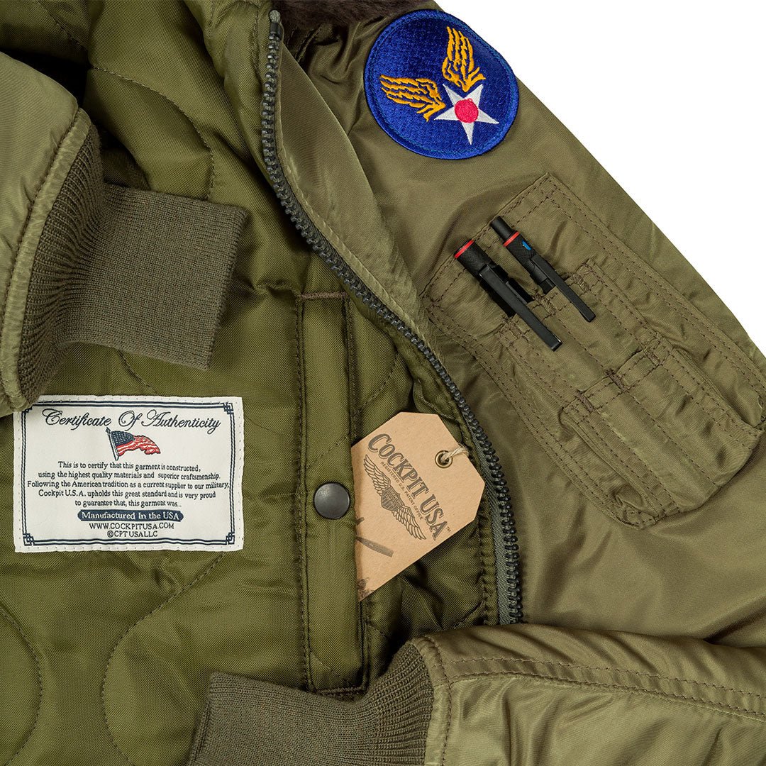 B-15 Bomber Jacket | Blue or Green Nylon Flight Jacket