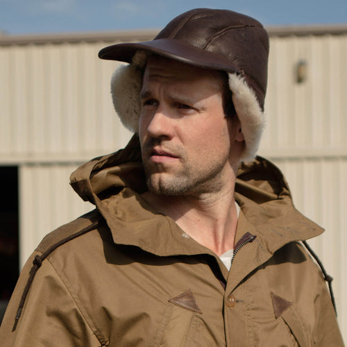 B-2 Shearling Gunners Cap in brown