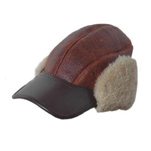 B-2 Shearling Gunners Cap in russet