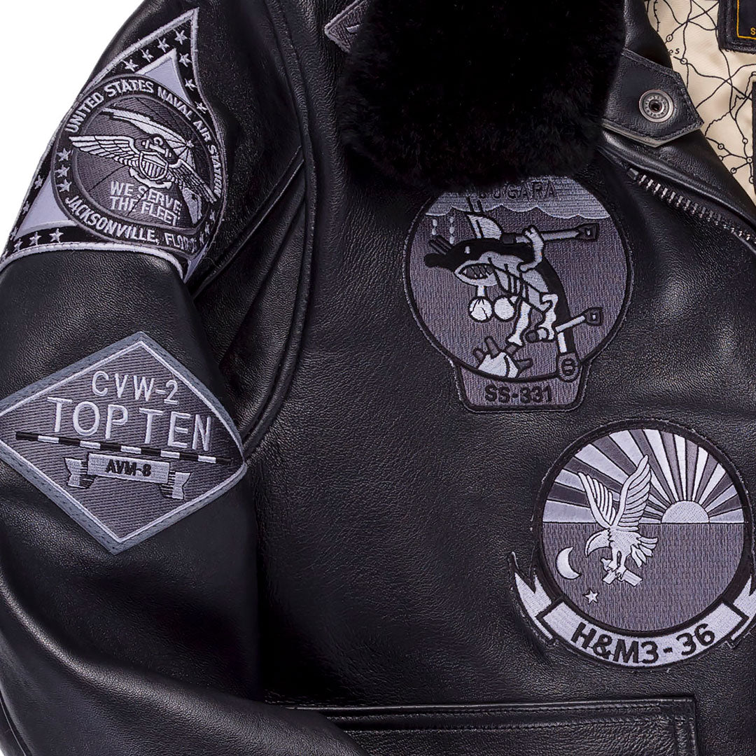 Stealth Top Gun Bomber Jacket | Black Lambskin Leather Jacket – Cockpit USA