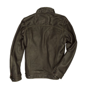 Calfskin Leather Jean Jacket-Brown