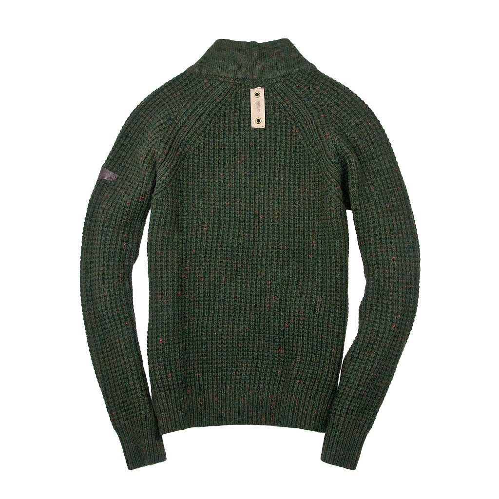 Centennial Waffle Knit Sweater in Army Back