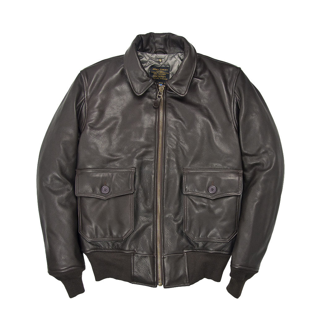 ジャケット・アウター Sheep Leather Mouton G-1 Flight Jacket G-1 Bomber Jacket with Mouton Fur Collar | Cockpit USA