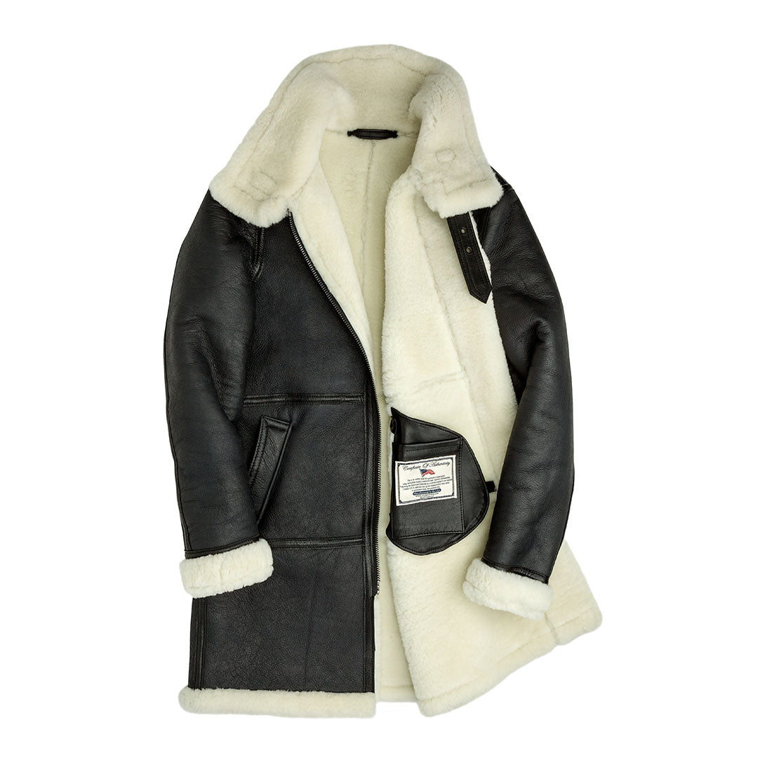 Women's Grey Leather White Shearling Jacket